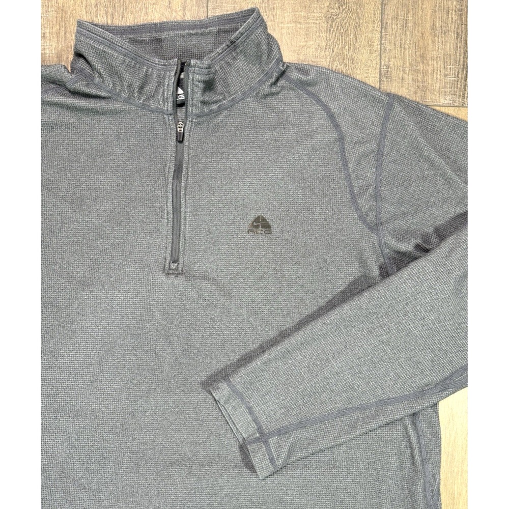 Y2K Nike ACG Shirt Mens Extra Large Gray Quarter Zip Pullover Waffle Long Sleeve - Picture 1 of 12